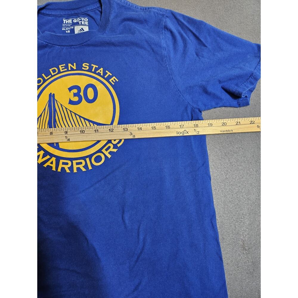 Stephen Curry Shirt Youth XL Blue Yellow Golden State Warriors Adidas NBA - Picture 4 of 7